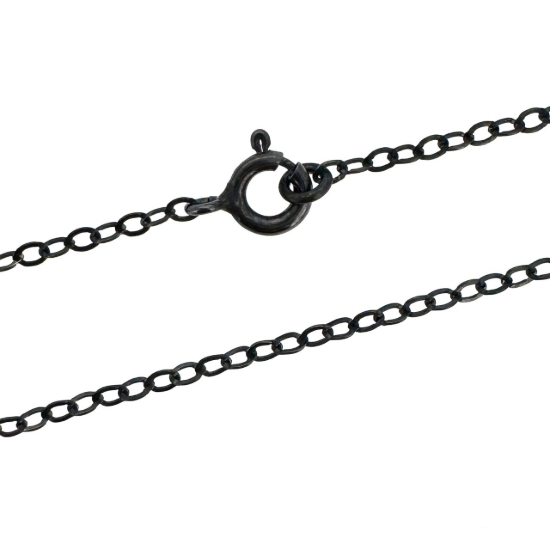Wholesale Oxidized 925 Italian Sterling Silver Finished Chain - 2.5mm Flat Oval Cable Chain