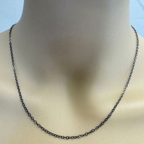 Wholesale Oxidized 925 Italian Sterling Silver Finished Chain - 2.5mm Flat Oval Cable Chain