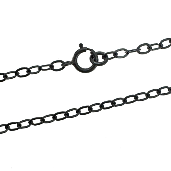 Wholesale Oxidized 925 Italian Sterling Silver Finished Chain - 3.5mm Flat Oval Cable Chain
