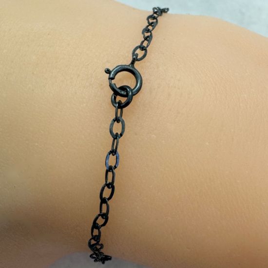 Wholesale Oxidized 925 Italian Sterling Silver Finished Chain - 3.5mm Flat Oval Cable Chain