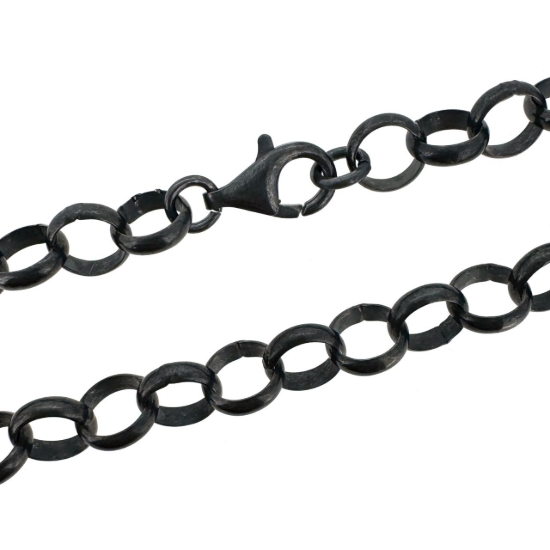 Wholesale Oxidized 925 Sterling Silver Finished Jewelry Chain - Huge Chunky 6.5mm Rolo