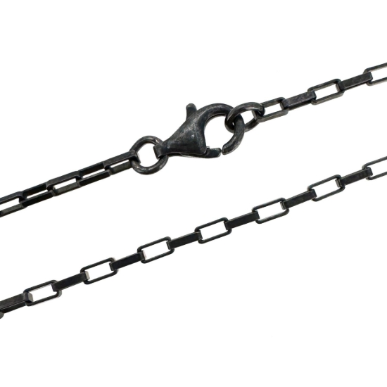 Wholesale Oxidized Sterling Silver Finished Jewelry Chain - Medium Box Chain