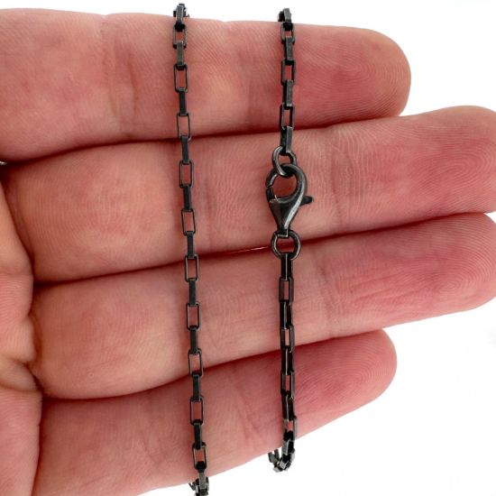 Wholesale Oxidized Sterling Silver Finished Jewelry Chain - Medium Box Chain