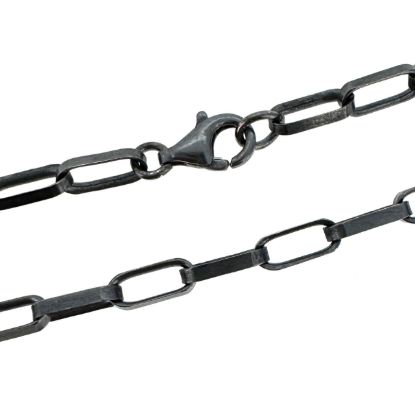 Wholesale Oxidized 925 Sterling Silver Finished Jewelry Chain - Big Flat Oval Rolo Chain 