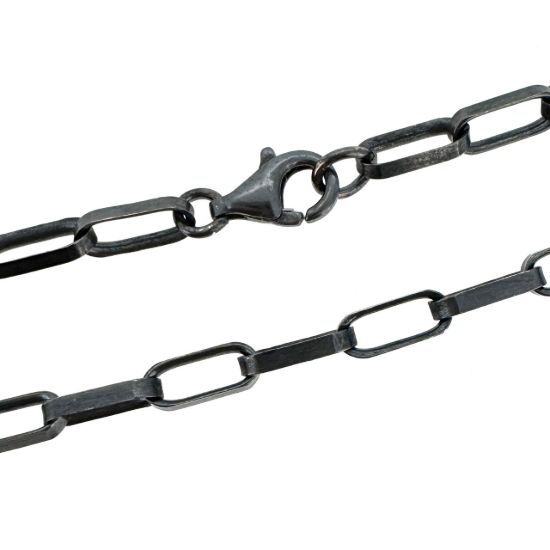 Wholesale Oxidized 925 Sterling Silver Finished Jewelry Chain - Big Flat Oval Rolo Chain 