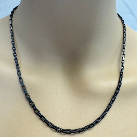 Wholesale Oxidized 925 Sterling Silver Finished Jewelry Chain - Heavy Long Box Chain
