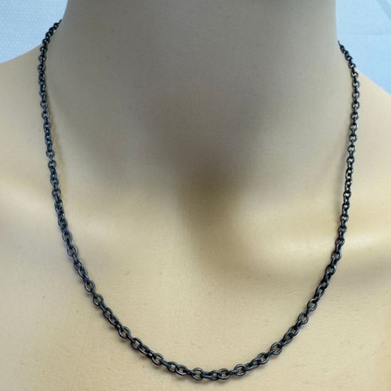 Wholesale Oxidized 925 Sterling Silver Finished Jewelry Chain - Strong Oval Cable Chain