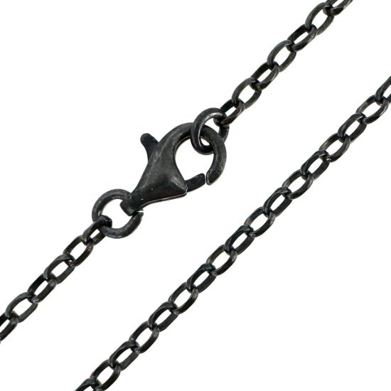 Wholesale Oxidized Sterling Silver Finished Chain - 2mm Oval Diamond Cut Rolo Chain