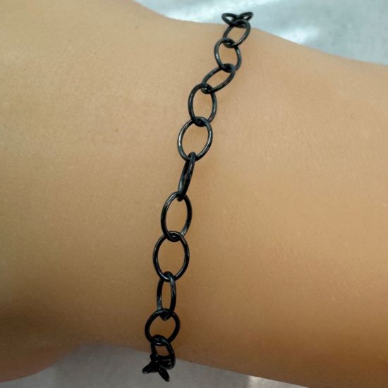 Wholesale Oxidized Sterling Silver Bulk Chain - 5.8x4.2mm Thick Round Oval Cable Chain (sold per foot)