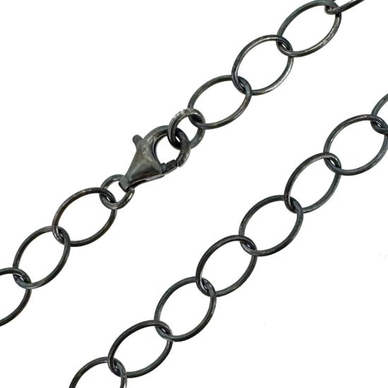 Wholesale Oxidized 925 Sterling Silver Finished Chain - Large Oval Cable Chain