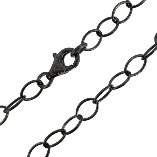 Wholesale Oxidized 925 Sterling Silver Finished Jewelry Chain - Thick Oval Cable Chain
