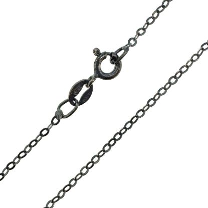 Wholesale Oxidized 925 Italian Sterling Silver Finished Chain - Light Flat Cable Chain