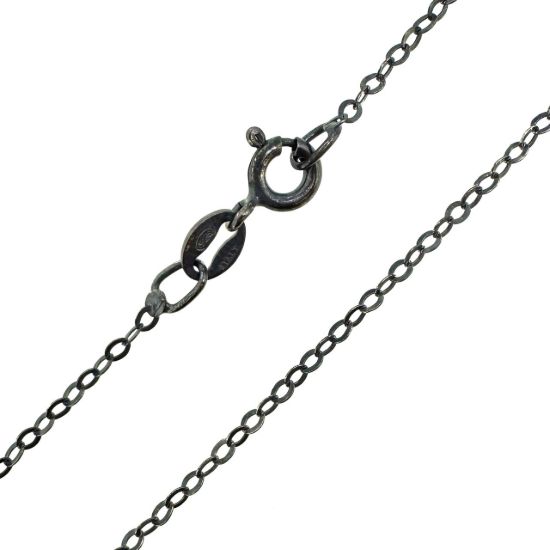 Wholesale Oxidized 925 Italian Sterling Silver Finished Chain - Light Flat Cable Chain