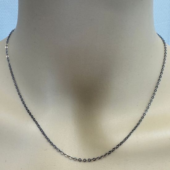 Wholesale Oxidized 925 Italian Sterling Silver Finished Chain - Light Flat Cable Chain