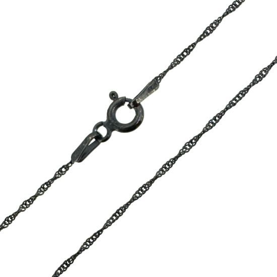 Wholesale Oxidized 925 Sterling Silver Finished Chain - 1mm Singapore chain