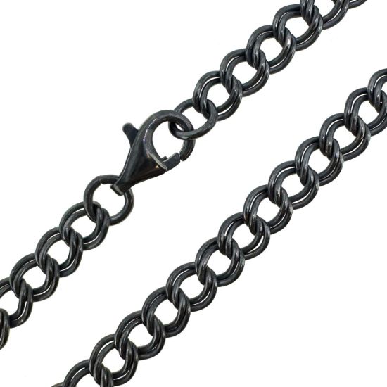 Wholesale Oxidized Sterling Silver Finished Jewelry Chain - Double Twisted Oval Cable Chain