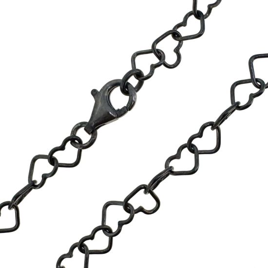 Wholesale Oxidized Sterling Silver Finished Jewelry Chain - Heart Link Cable Chain