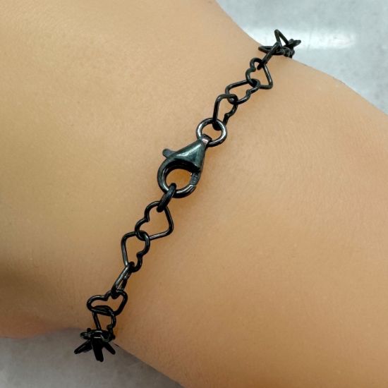 Wholesale Oxidized Sterling Silver Finished Jewelry Chain - Heart Link Cable Chain