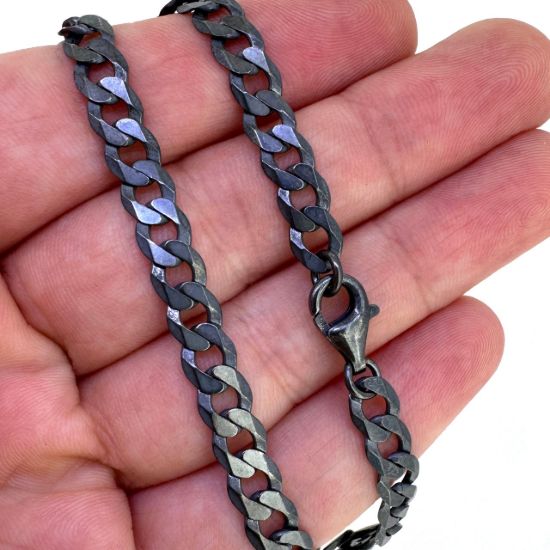Wholesale Oxidized 925 Sterling Silver Finished Jewelry Chain - Chunky Diamond Curb Chain