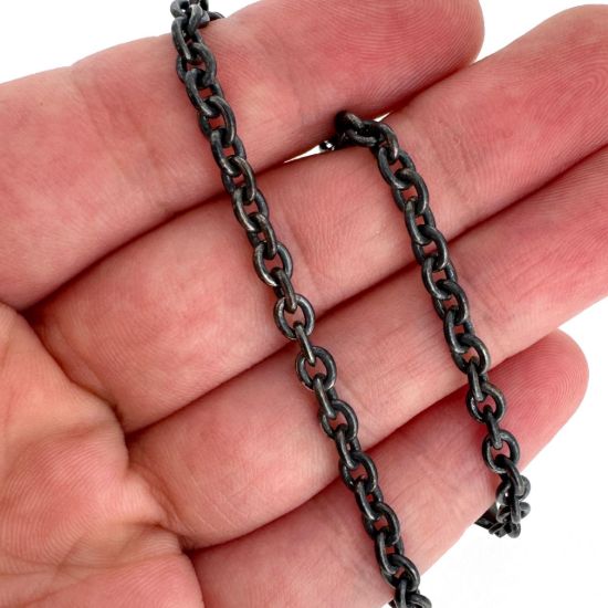 Wholesale Oxidized 925 Sterling Silver Bulk Chain - 5x4mm Heavy Cable Chain (sold per foot)