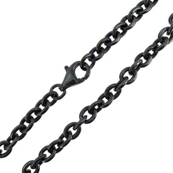 Wholesale Oxidized 925 Sterling Silver Finished Chain - Strong Cable Chain 
