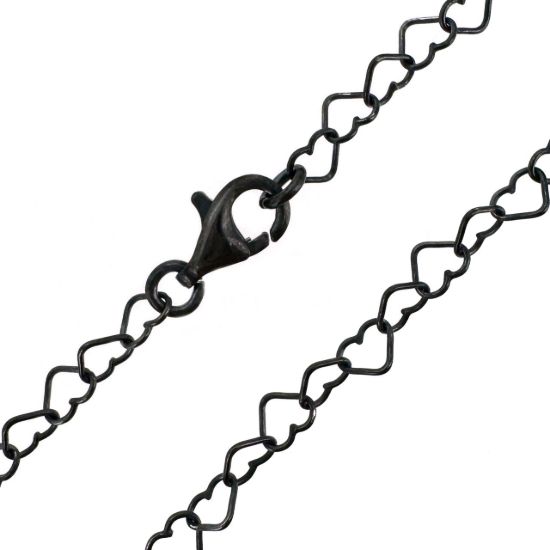 Wholesale Oxidized 925 Sterling Silver Finished Jewelry Chain - Heart Link Chain