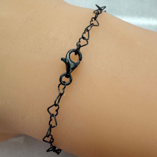Wholesale Oxidized 925 Sterling Silver Finished Jewelry Chain - Heart Link Chain