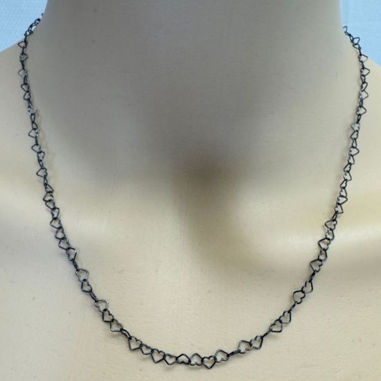 Wholesale Oxidized 925 Sterling Silver Finished Jewelry Chain - Heart Link Chain