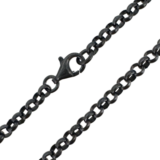 Wholesale Oxidized 925 Sterling Silver Finished Jewelry Chain - 3.5mm Strong Rolo Chain