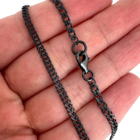 Wholesale Oxidized Sterling Silver Finished Jewelry Chain - Double Diamond Cut Curb Chain 