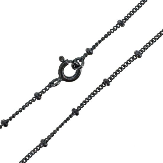 Wholesale Oxidized 925 Sterling Silver Finished Jewelry Chain - Ball Satellite Curb Chain