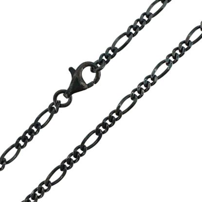 Wholesale Oxidized 925 Sterling Silver Finished Jewelry Chain - 2.1mm Figaro Chain