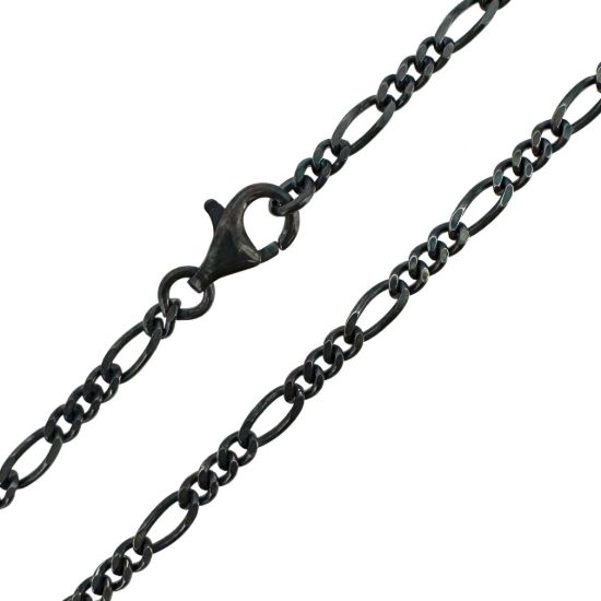 Wholesale Oxidized 925 Sterling Silver Finished Jewelry Chain - 2.1mm Figaro Chain