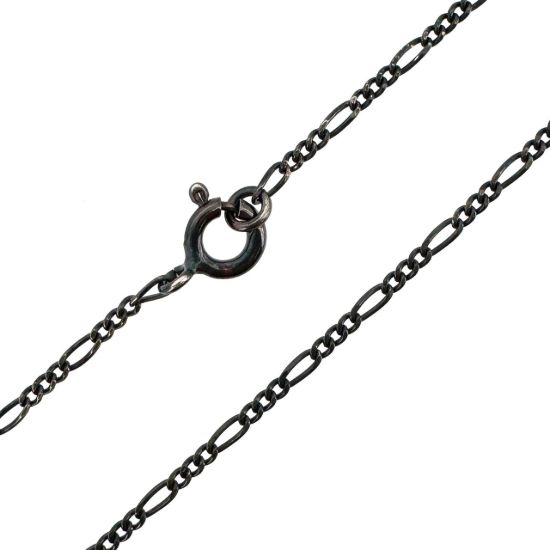 Wholesale Oxidized 925 Sterling Silver Finished Jewelry Chain - Small 1.4mm Figaro Chain