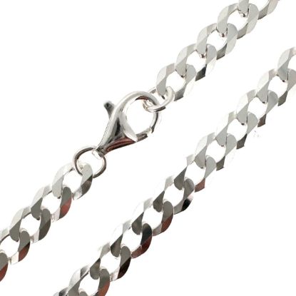 Wholesale 925 Sterling Silver Finished Jewelry Chain - Diamond Cut Flat Cuban Chain