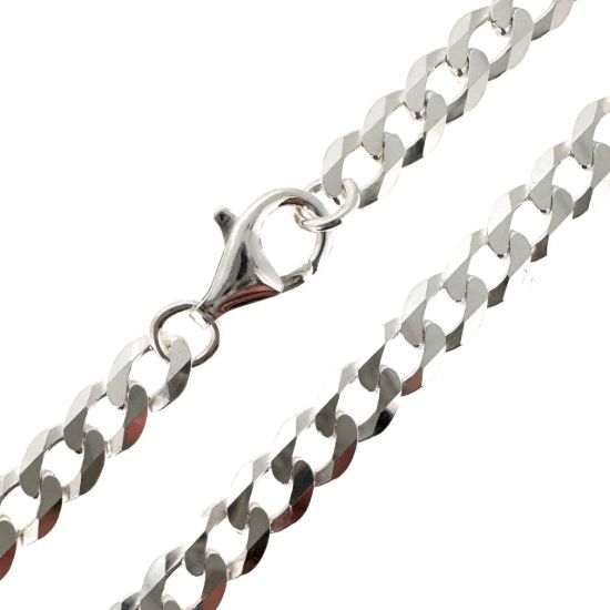 Wholesale 925 Sterling Silver Finished Jewelry Chain - Diamond Cut Flat Cuban Chain