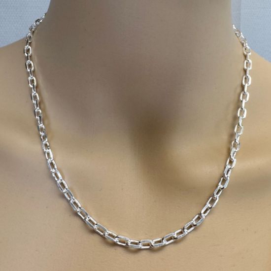Wholesale 925 Sterling Silver Finished Jewelry Chain- 7x4mm Diamond Cut Box chain