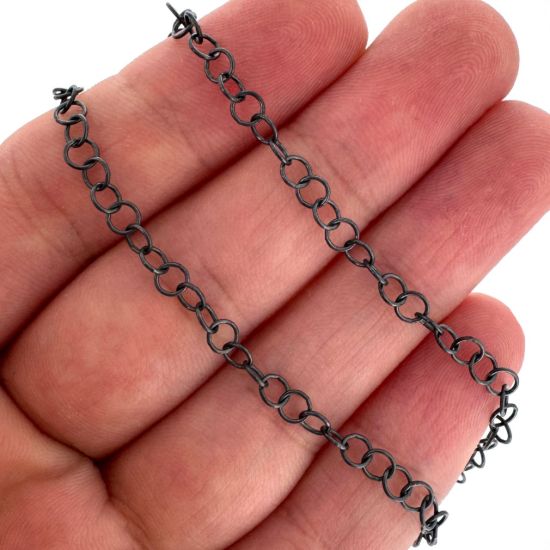 Wholesale Oxidized 925 Sterling Silver Round Cable Chain  3.2mm (sold per foot )