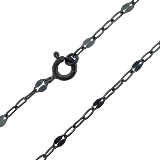 Wholesale Oxidized 925 Sterling Silver Finished Jewelry Chain - 1+3 Flattened Paperclip Chain 