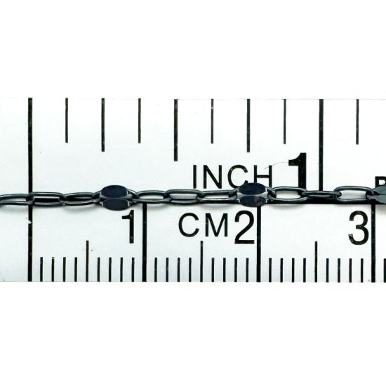 Wholesale Oxidized 925 Sterling Silver 1+3 Flattened Paperclip Chain - 1.5mm by 3.5mm (sold per foot )