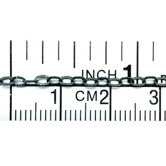 Wholesale Oxidized 925 Sterling Silver Textured Cable Chain 3.2mm by 2.2mm (sold per foot)