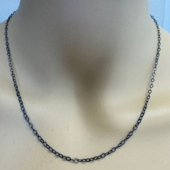 Wholesale Oxidized 925 Sterling Silver Textured Cable Chain 3.2mm by 2.2mm (sold per foot)
