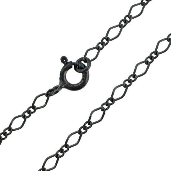 Wholesale Oxidized 925 Sterling Silver Finished Jewelry Chain - Figaro 8 Cable Chain