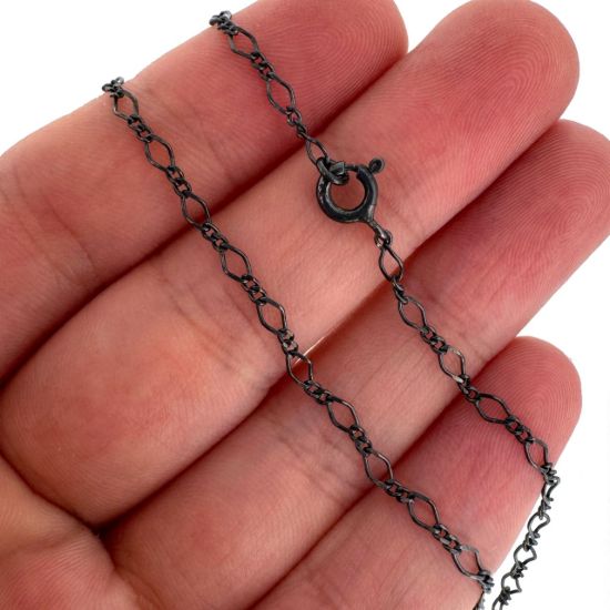 Wholesale Oxidized 925 Sterling Silver Finished Jewelry Chain - Figaro 8 Cable Chain