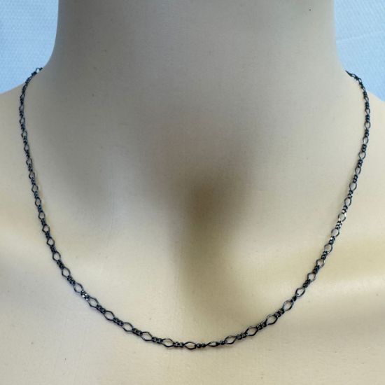 Wholesale Oxidized 925 Sterling Silver Finished Jewelry Chain - Figaro 8 Cable Chain