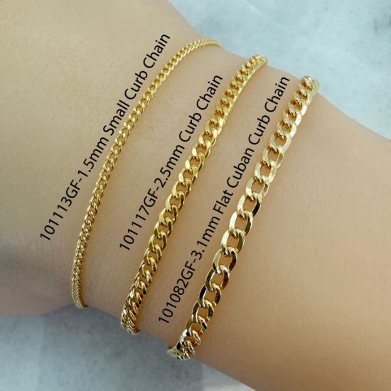 Wholesale 1/20 14K Gold Filled Bulk Flat Cuban Curb Chain - 3.1mm (sold per foot ) 