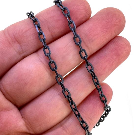 Wholesale Oxidized Sterling Silver Bulk Chain - 5x3mm Diamond Cut Box Chain (Sold per foot)