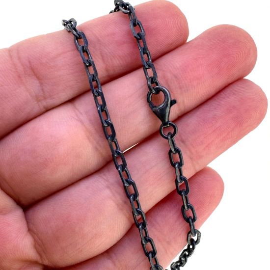Wholesale Oxidized 925 Sterling Silver Finished Jewelry Chain- 5x3mm Diamond Cut Box chain