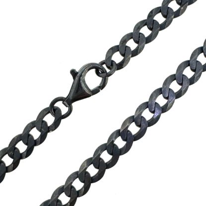 Wholesale Oxidized 925 Sterling Silver Finished Jewelry Chain - Diamond Cut Flat Cuban Chain