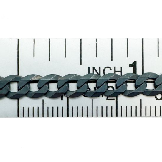 Wholesale Oxidized 925 Sterling Silver Diamond Cut Flat Cuban Curb Chain 4.8mm (sold per foot )